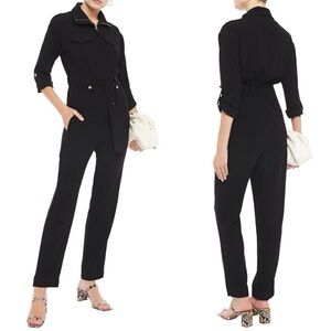 Maje Papritea Crepe Belted Jumpsuit Size 38/US Medium Zip Front Utility NWT $525